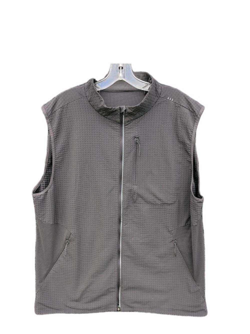 Lululemon Vest Mens XXL Gray Cold Terrain Grid Fleece Water Repellent Run Hike